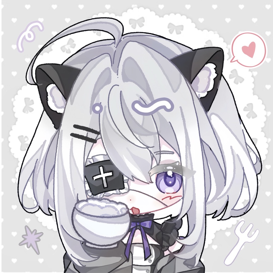 银发猫耳角色插画